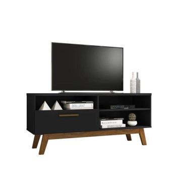 Imagem de Rack Paládio Para TVs Até 55 Polegadas C/ 01 Porta Pés de Madeira Maciça - Bechara