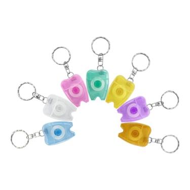 Imagem de SENLIN DENTAL Chaveiro de fio dental, 20 peças, chaveiro portátil de menta, fio dental dental, formato de dente, rolo de design de linha plana, higiene bucal, higiene, comprimento de 15 m (20