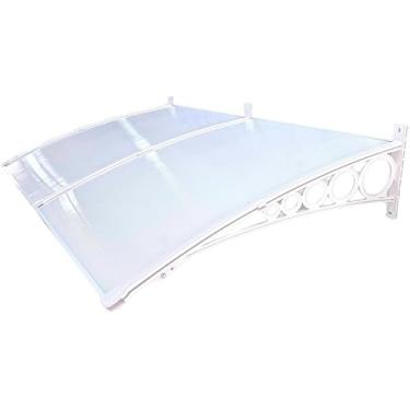 Imagem de Toldo Policarbonato 2,55x0,50m Cobertura para Portas e Janelas Imperial com Fita de Vedação Proteção Casa e Comércio com Filtros de Raios UV (MILK COM BRANCO)