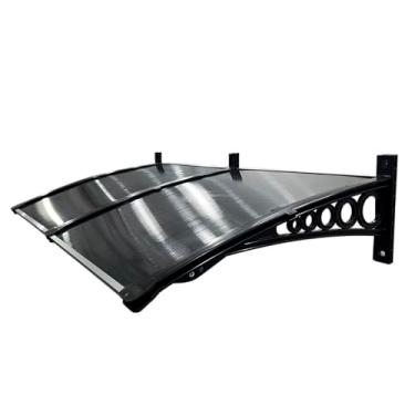 Imagem de Toldo Policarbonato 1,95x0,50m Cobertura para Portas e Janelas Imperial com Fita de Vedação Proteção Casa e Comércio com Filtros de Raios UV (FUME COM PRETO)