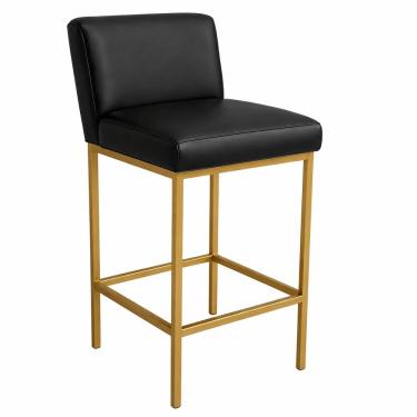 Imagem de Banqueta Viena Alta Estofada em Corino com Base de Metal Preto Liberty Móveis