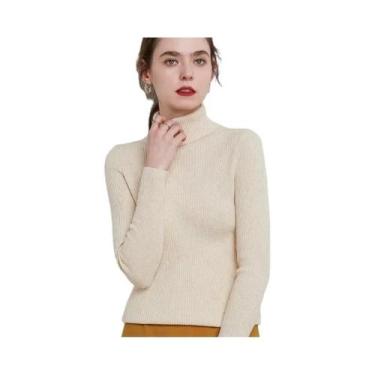 Imagem de Suéter Feminino Slim Fit De Gola Alta Estilo Coreano Pulôver Camada Ba