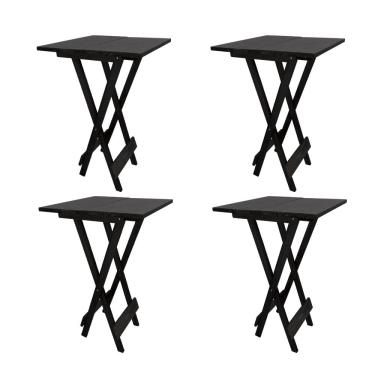 Imagem de Conjunto 4 Mesa Bistrô de Madeira Dobrável Quadrada Reforçada para Varanda e Comércio Altas - Preto