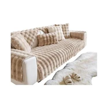 Imagem de Capa De Sofá De Pelúcia De Coelho Antiderrapante Quente De Inverno Com