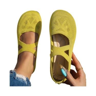 Imagem de Sapatos Femininos Confortáveis De Malha Com Bico Redondo Estilo Fada M