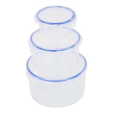Imagem de Conjunto De 3 Potes Plásticos Redondos Com Tampa E Trava - Global UP