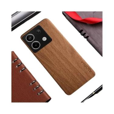 Imagem de Capa De Couro Com Padrão De Madeira De Bambu Para Xiaomi Redmi Note 13