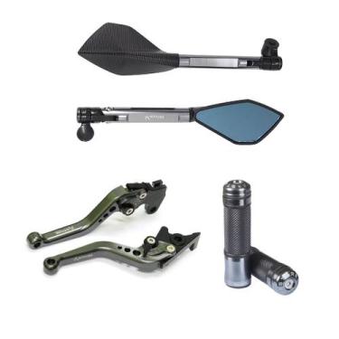 Imagem de Kit Manopla RETROVISOR Manete Esportivo MT03 MT 03 MT-03 - NoBrand, Ti