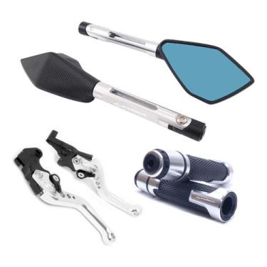 Imagem de Kit Manete Retrovisor Esportivo Lander 250 Gravado Laser - NoBrand, Pr