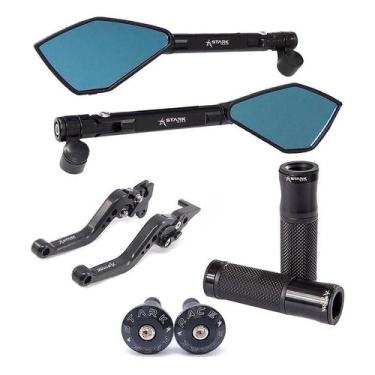Imagem de Kit Manete Peso Manopla Retrovisor Nx400 Xre Xr200 Bros Xlx - Stark Ra