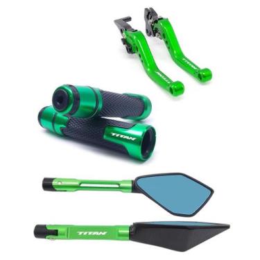 Imagem de Kit Manete Manopla Retrovisor Titan Fan 125 150 160 Freio á disco - No