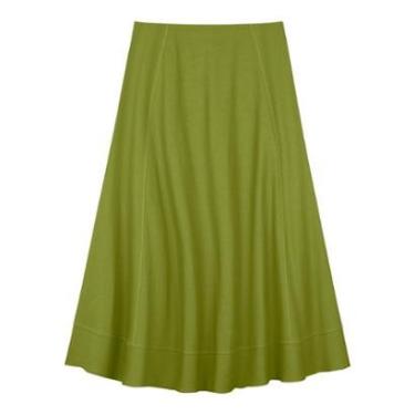 Imagem de Saia Midi De Cintura Alta Com Linho-Feminino