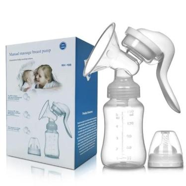 Imagem de Bomba de tirar leite materno manual vira mamadeira 150ML bico silicone