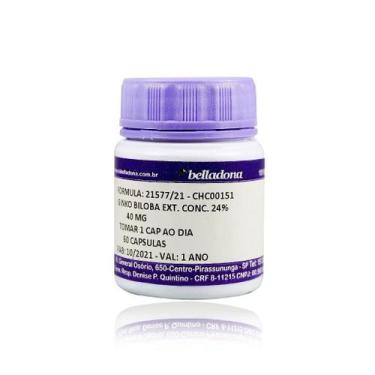 Imagem de Ginkgo Biloba 40mg - 60 Cápsulas - Farmácia Belladona  Fitoterápicos p