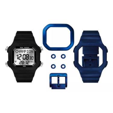 Imagem de Relogio champion digital troca pulseira yot cp40180m, PRETO/AZUL MARIN