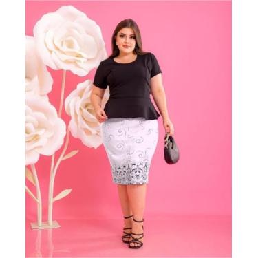 Imagem de Saia Midi Lapis Executiva Tubinho Trabalho Secretaria Basica Moda Cris