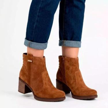 Imagem de Bota Dakota Salto Bloco Cano Curto Feminina Marrom, Marrom, 35