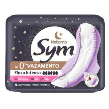 Imagem de Absorvente Sym Noturno Cobertura Extra Suave Fluxo Intenso com Abas 8 
