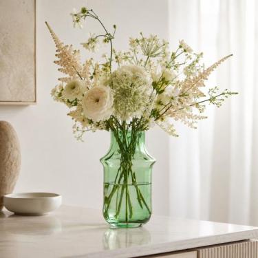 Imagem de Vaso Vidro Verde Translúcido Flores Arranjos Secos Decoração - Btc