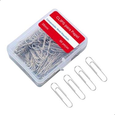 Imagem de Clips Para Papel 28mm Niquelado 80 Unidades Com Caixa - Darujo