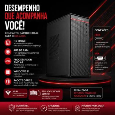 Imagem de Cpu amd a4 premium windows 11 hdd 500gbpacote office wifi - HAYOM