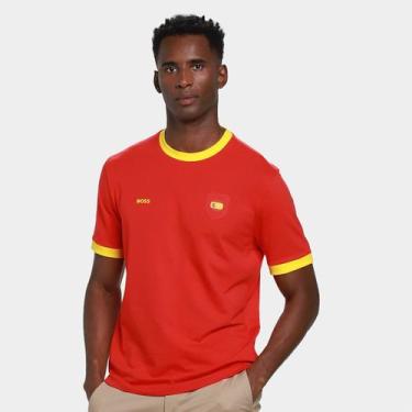 Imagem de Camiseta Hugo Boss Espanha Masculina, Vermelho, M