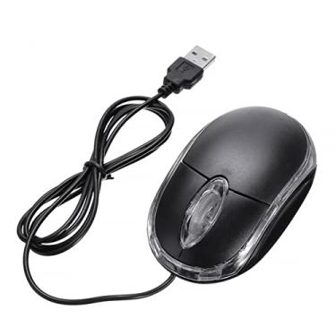 Imagem de Mouse de rolagem óptica USB 800 Dpi 3D com 3 botões preto com LEDs azuis e vermelhos para notebook desktop