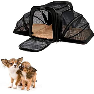 Imagem de Bolsa Pet Expansível para Transporte em Avião Cães e Gatos Ventilada até 14kg Tela Arejada e Tapete Removível - Duke & Dixie