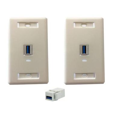 Imagem de Kit 2 Espelhos De Parede 4 X 2 Com 1 Saída Usb 3.0 Keystone - Win Cabo