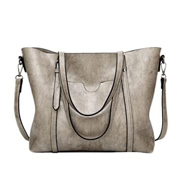 Imagem de Bolsa de ombro Cicilin feminina, de couro, com grande capacidade, bolsa estilo pasta, Cinza claro, One Size