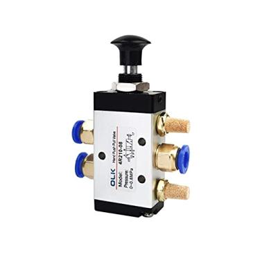 Imagem de Válvula manual 2 vias 5 Posição empurre e puxe interruptor pneumático de válvula direcional YYDFPIIA (Color : With 8mm Fittings)