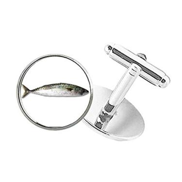 Imagem de DIYthinker Abotoaduras com clipe de botão redondo preto longo para atividades de peixes do oceano