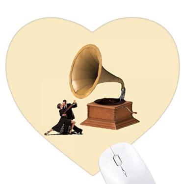 Imagem de Mousepad de borracha com instrumento clássico de música gramofone dança, coração