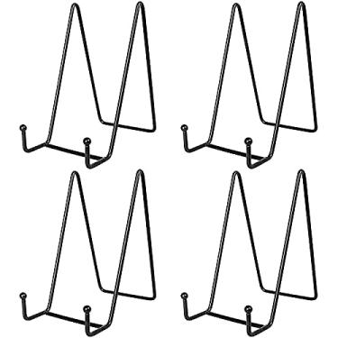 Imagem de Maogear Pacote com 4 suportes para exibição de placa, suporte de placa de ferro preto, suporte de metal para moldura, prato decorativo, arte de mesa, cavalete de foto (médio - 19 x 13,5 x 15 cm)