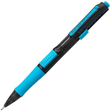 Imagem de Pentel Lapiseira Quickclick Pop (0,7 mm), grafite médio 2B, barril preto com caixa de acabamento azul celeste com 12 (PD217AS)