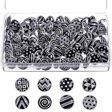 Imagem de Pinos decorativos da TecUnite para mapas de parede, fotografias, quadro de avisos ou tábuas de cortiça, 8 diferentes padrões, 80 peças (cinza)