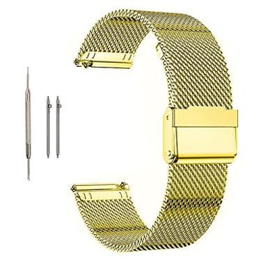 Imagem de Moran Pulseira de relógio de malha de aço inoxidável de liberação rápida de 18 mm, 19 mm, 20 mm, 22 mm, masculina e feminina