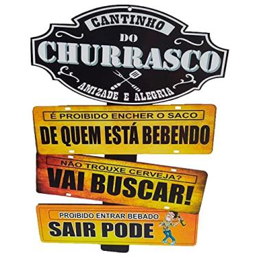 Imagem de Placas de Carros 3 Frases Decor Cantinho do Churrasco - Amizade e Alegria