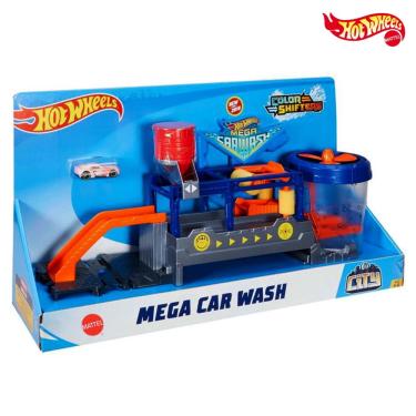 Imagem de Conjunto Hot Wheels Super Mega Lava Rapido Car Wash Carrinho Metal Colour Shifters Coleção Original