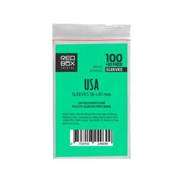 Imagem de Sleeves Padrão USA 56 X 87mm Cristal 110 unidades Buró Red Box