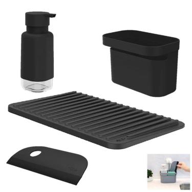 Imagem de Kit Dispenser Organizador Pia Porta Detergente Escorredor Copos Rodo Cozinha - Ou