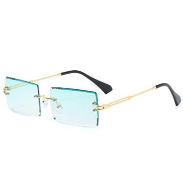 Imagem de Óculos de sol retangulares sem aro feminino masculino tons designer gradiente uv400 óculos de sol retrô óculos de sol sem moldura, 2, china
