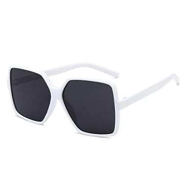 Imagem de 1 peça unissex moda óculos de sol quadrado superdimensionado retrô grande armação plana óculos de sol óculos de sol de luxo óculos de proteção uv400, um, branco, outros
