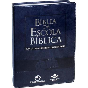 Imagem de Livro - Bíblia Da Escola Bíblica Com Índice - Capa Azul Nobre