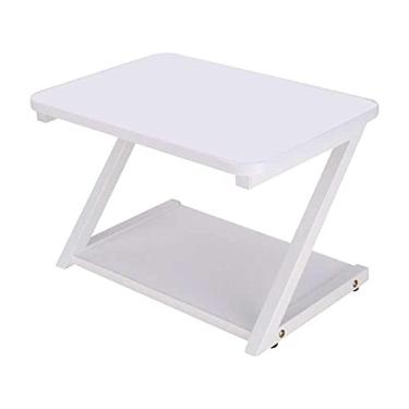 Imagem de Suporte de impressora, suporte de impressora de mesa, 2 camadas, suporte de impressora com prateleiras de armazenamento, prateleira organizadora de armazenamento para casa e escritório para máquina de fax, scanner de arquivos, livros, suporte de impressora marrom rústico para mesa
