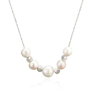 Imagem de IDOKAWA Colar para Feminina, Colar de Pérolas da Moda, Colar de Pérolas para Presentes de Moda 7-8mm para Meninas Esposa Mãe