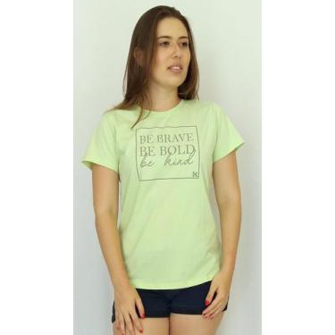 Imagem de Camiseta Feminina Kavic Tshirt Verde Claro Be Brave