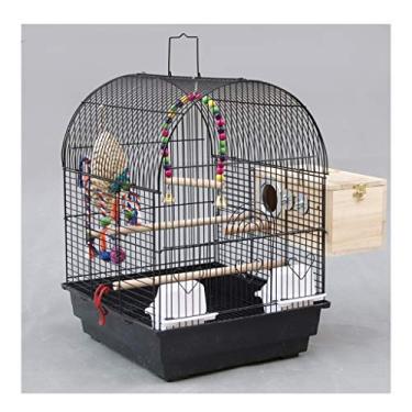 Imagem de KIZQYN Gaiolas portáteis de tamanho pequeno pássaros gaiola de viagem divertida gaiola de pássaro de metal grande papagaio gaiola de pássaro para calopsita Lovebird gaiola de pássaro com caixa de reprodução gaiola de voo (Cor: B)