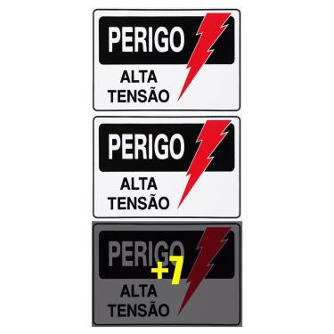 Imagem de Combo 10 Placas De Sinalização Perigo Alta Tensão 30X20 Acesso - S-217 F9e