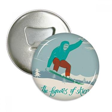 Imagem de Placa de esqui para esportes de inverno, ilustração de esqui, abridor de garrafas, ímã de geladeira, emblema multifuncional
